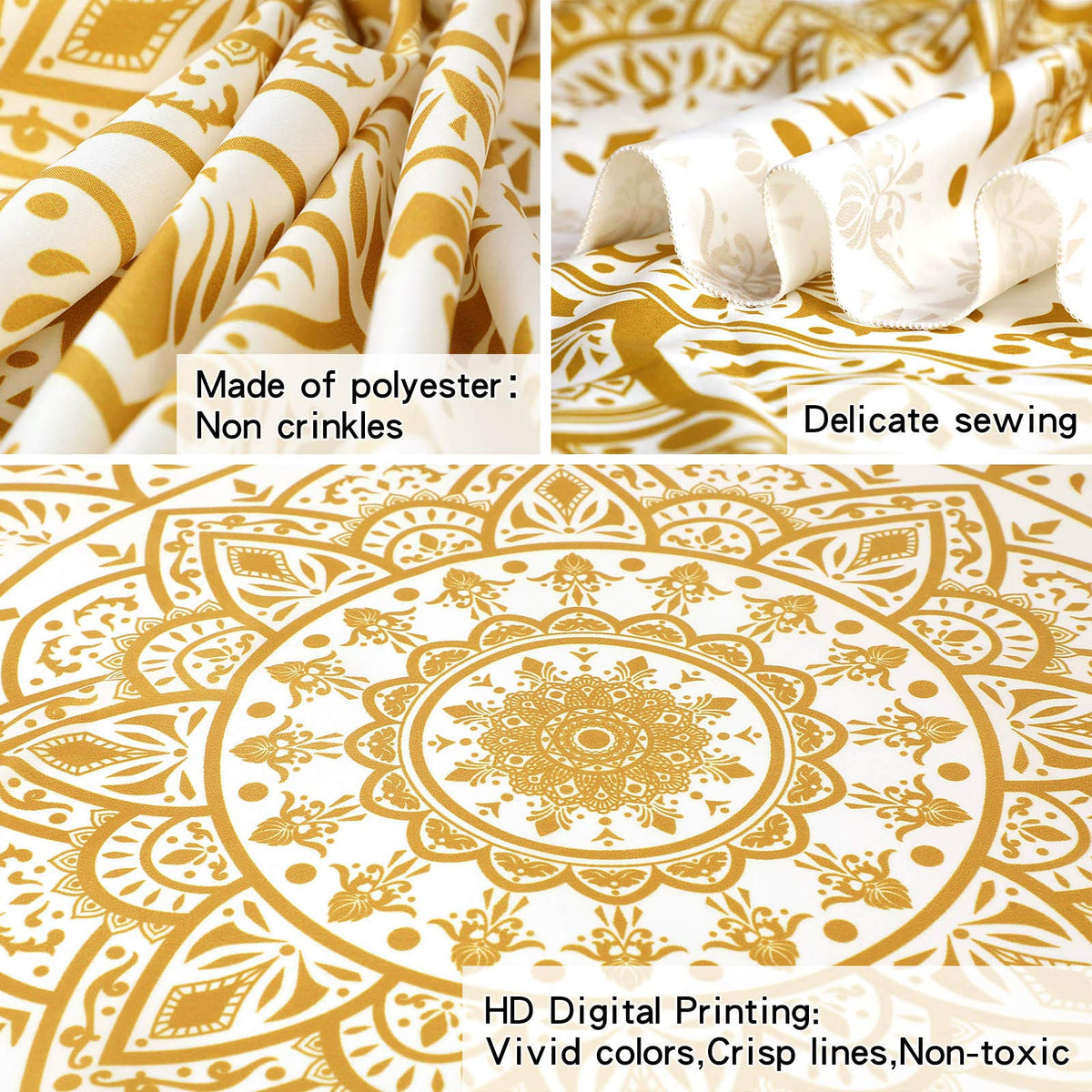 White and Gold Mandala Tapestry Wall Art for Living Room (91"L x 71"W / Mandala Tapestry-3)