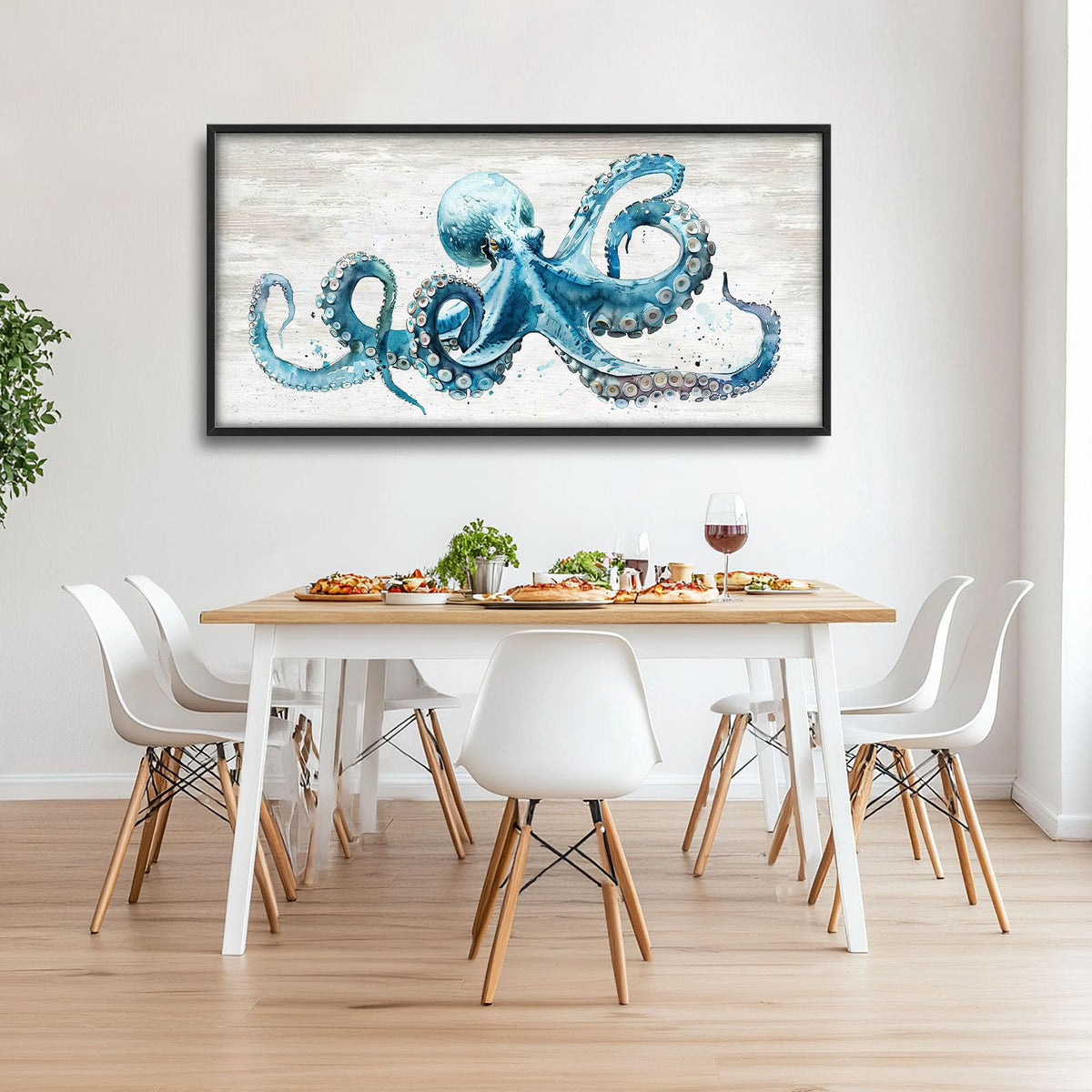 Octopus Large Wall Art Ocean Sea Nautical Pictures Rustic Blue Octopus Animal Wall Decor Canvas Print Painting Artwork for Bathroom Living Room Bedroom 60L x 30W (Octopus / 60"L x 30"W)