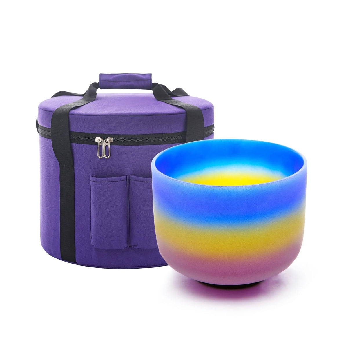 8 Inch A Note Third Eye Chakra Rianbow Color Frosted Quartz Crystal Singing Bowl with Carrying Case for Yoga Sound Musical Instrument (8 Inch / A Rainbow)