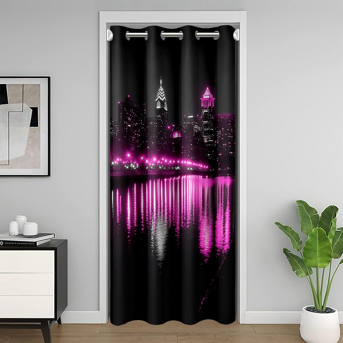 Golden Gate Bridge Door CurtainInch 1 Panel Doorway Privacy 42"x84" (Carbon Black Purple / 42"W x 84"L (Pack of 1))