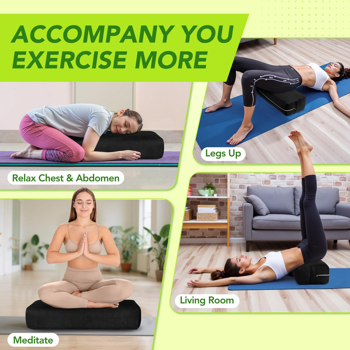 Rectangular Yoga Bolster (Black)
