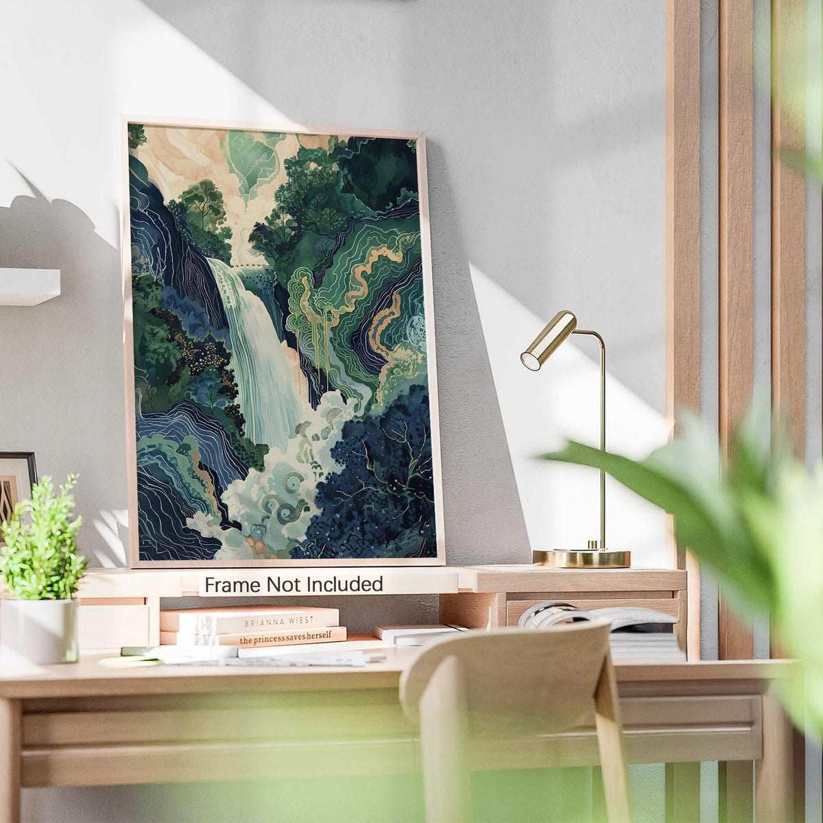 Japanese Landscape Prints Poster Abstract Nature Mountain Canvas Wall Art Vintage Asian Waterfall Painting Ukiyo (Unframed / Japanese Painting / 24"L x 16"W)