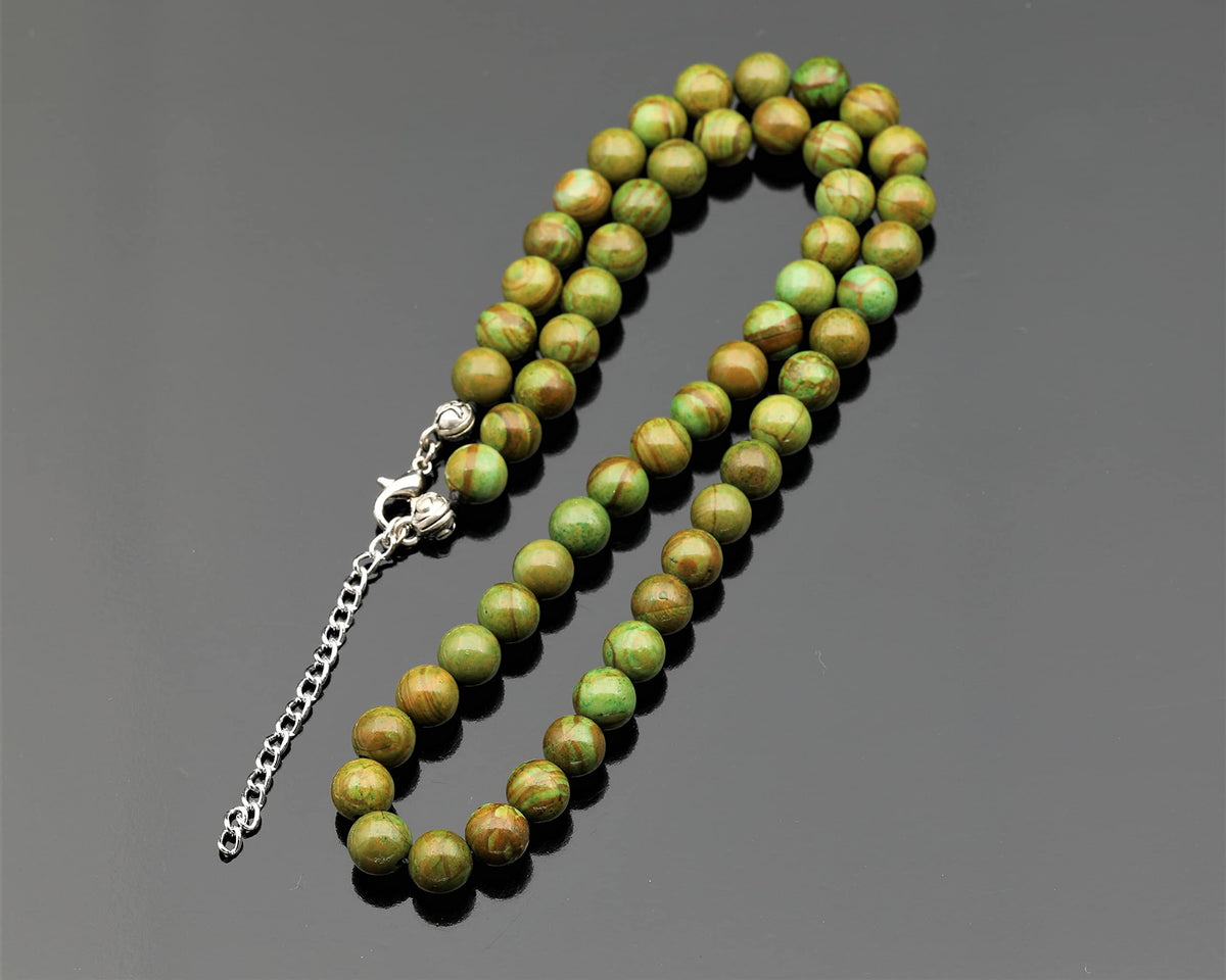 Natural Green Jasper Beaded Choker Necklace (Green Jasper / 30 Inches)