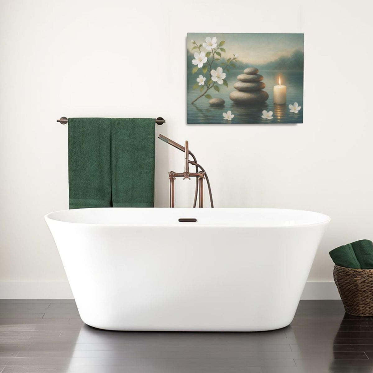 Zen Wall Art Zen Bathroom Wall Decor Spa Room Meditation Peaceful Pictures Decoration Spiritual Stone Canvas Painting Artwork Framed for Bathroom Living Room Bedroom Office 16"x20" (Zen / 20L"×16W")