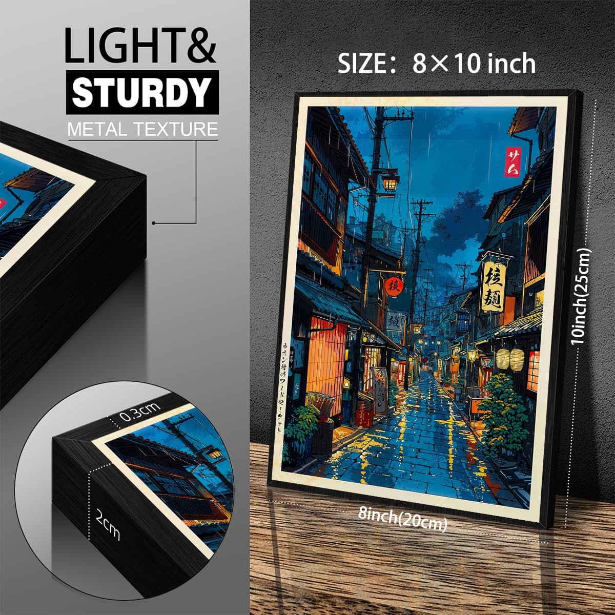 Black Framed Japanese Wall Art 8x10in Vintage Tokyo Tea House Poster Modern Japan Ukiyo (Black Framed / Japanese Art / 10"L x 8"W)