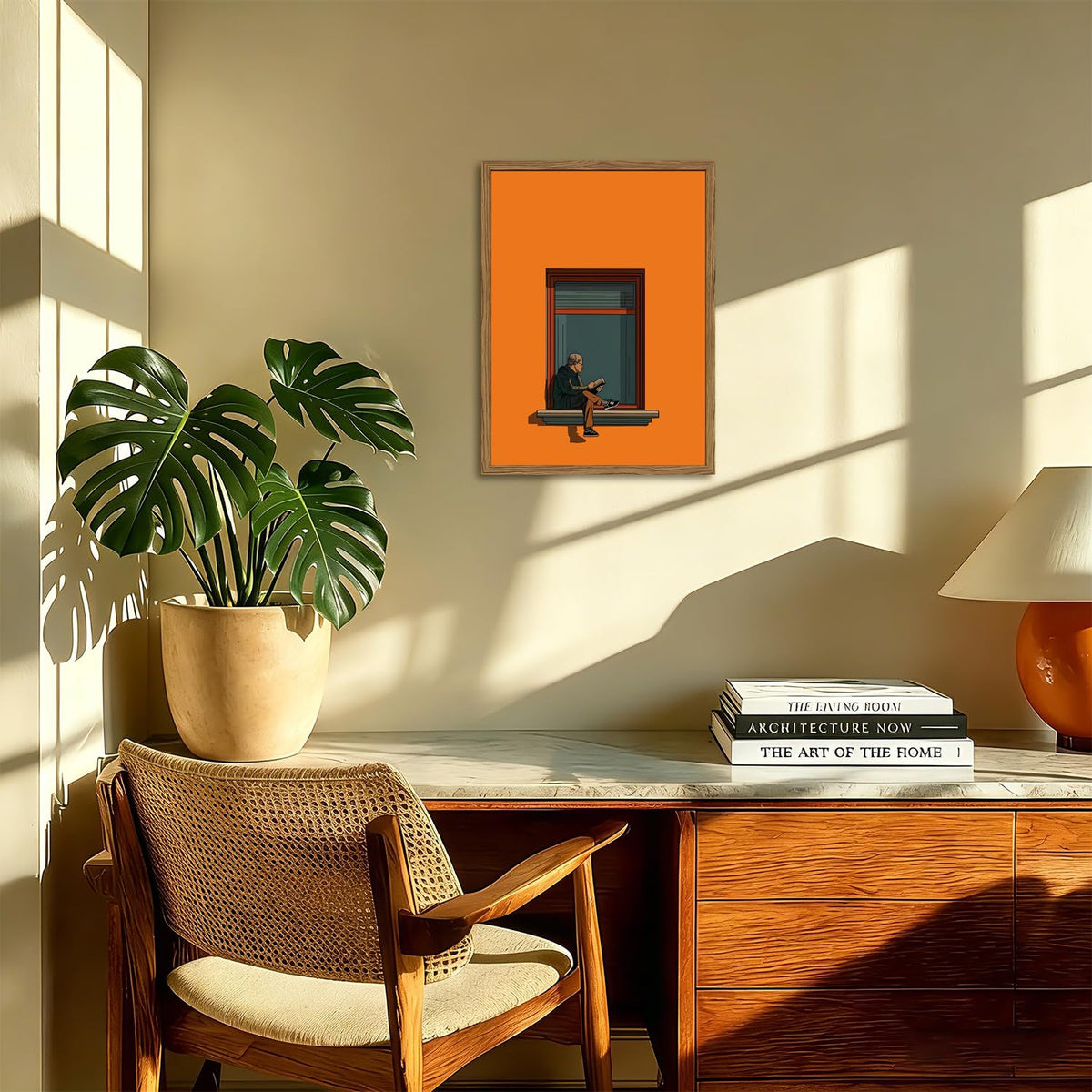 Framed Minimalist Orange Canvas Wall Art (Minimalist Orange / 24"L x 16"W)