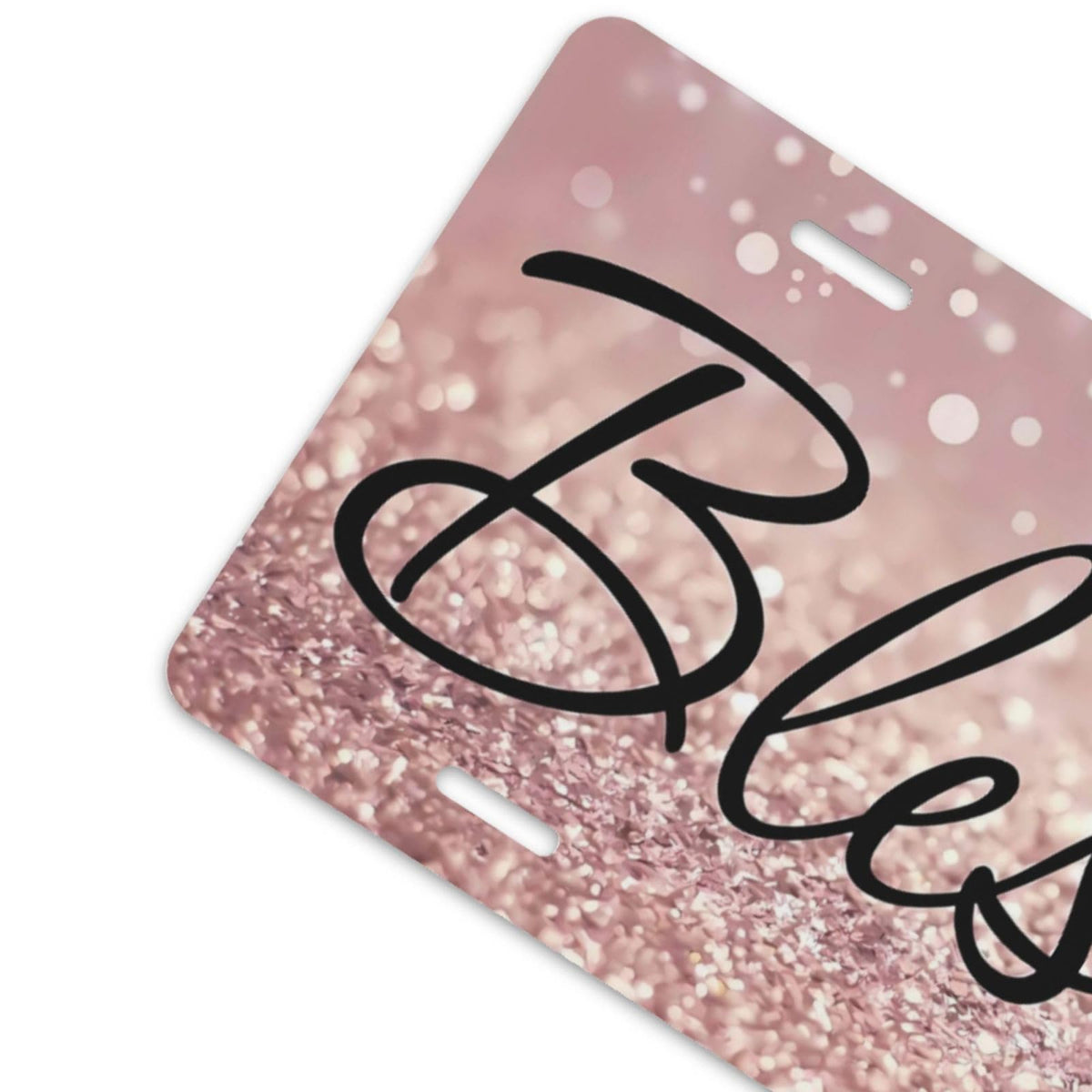 Pink Glittery Bling Blessed Rosy Glitter Christian Religious Front License Plate Aluminum Decorative License Plates Metal Car Plate 6"X12" Novelty Vanity Tag Cover with 4 Holes Car Decor Accessory (Red / 6 X 12 Inch)