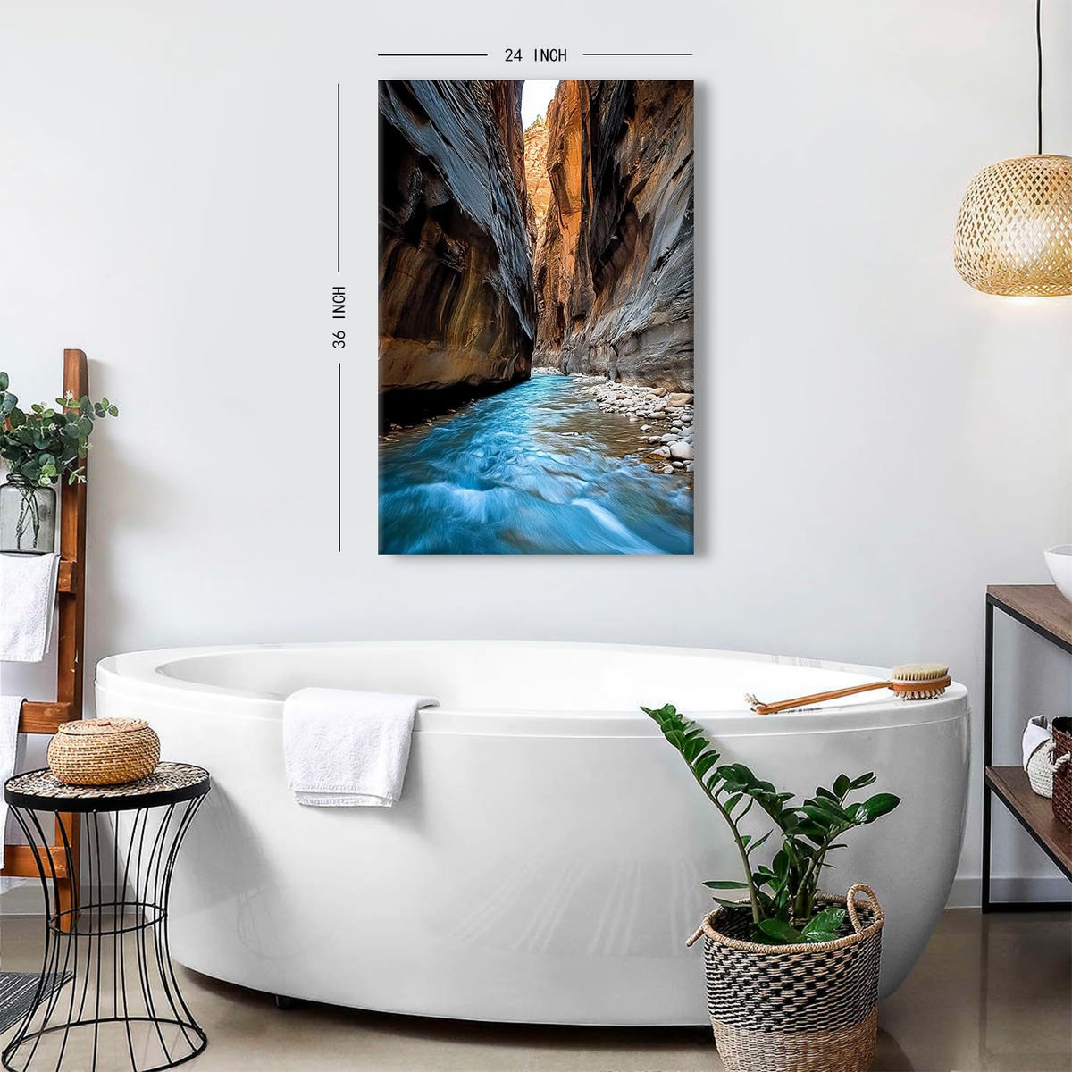 Rock Mountain Canvas Wall Art Decor Nature River Landscape Pictures for Bedroom Office Decoration 24x36" (24"L x 36"W / Nature03)