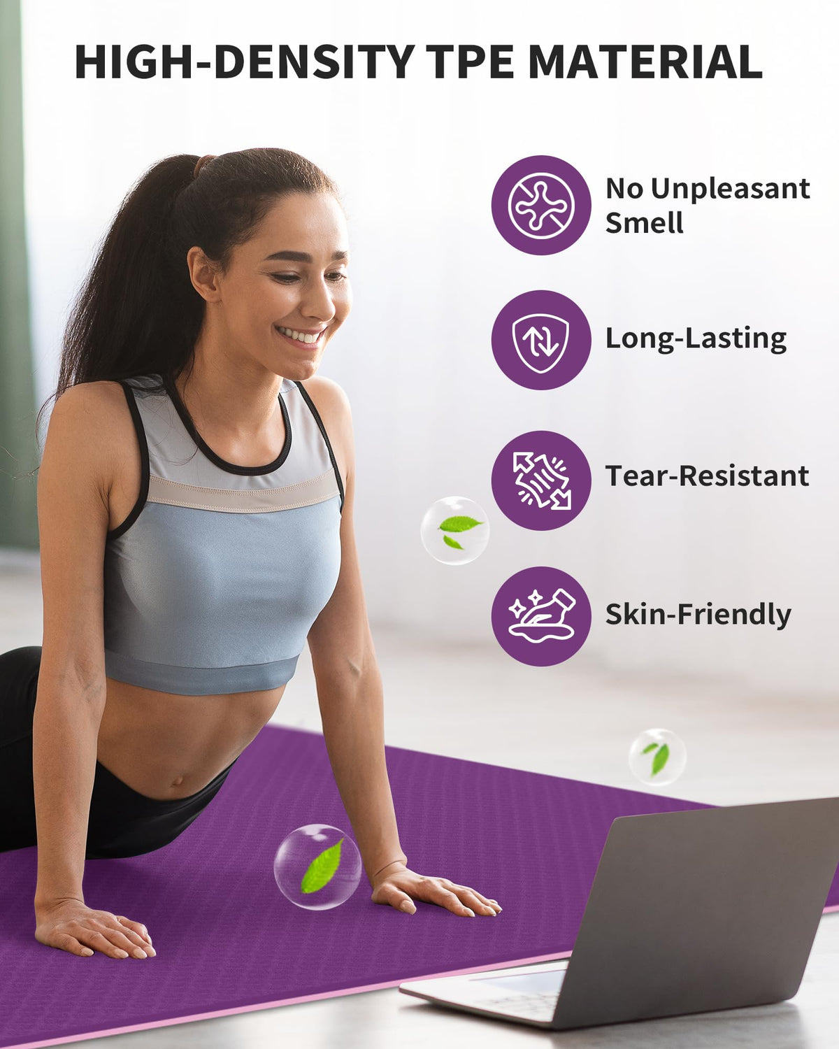 Large Yoga Mat (PURPLE / 6mm)