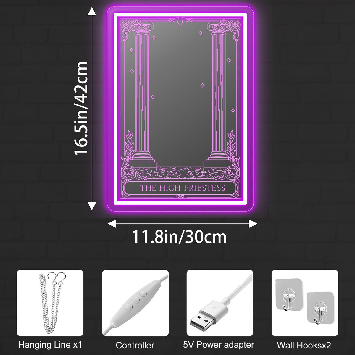 High Priestess Mirror Neon Sign for Tarot Reading Room (Priestess Mirror)