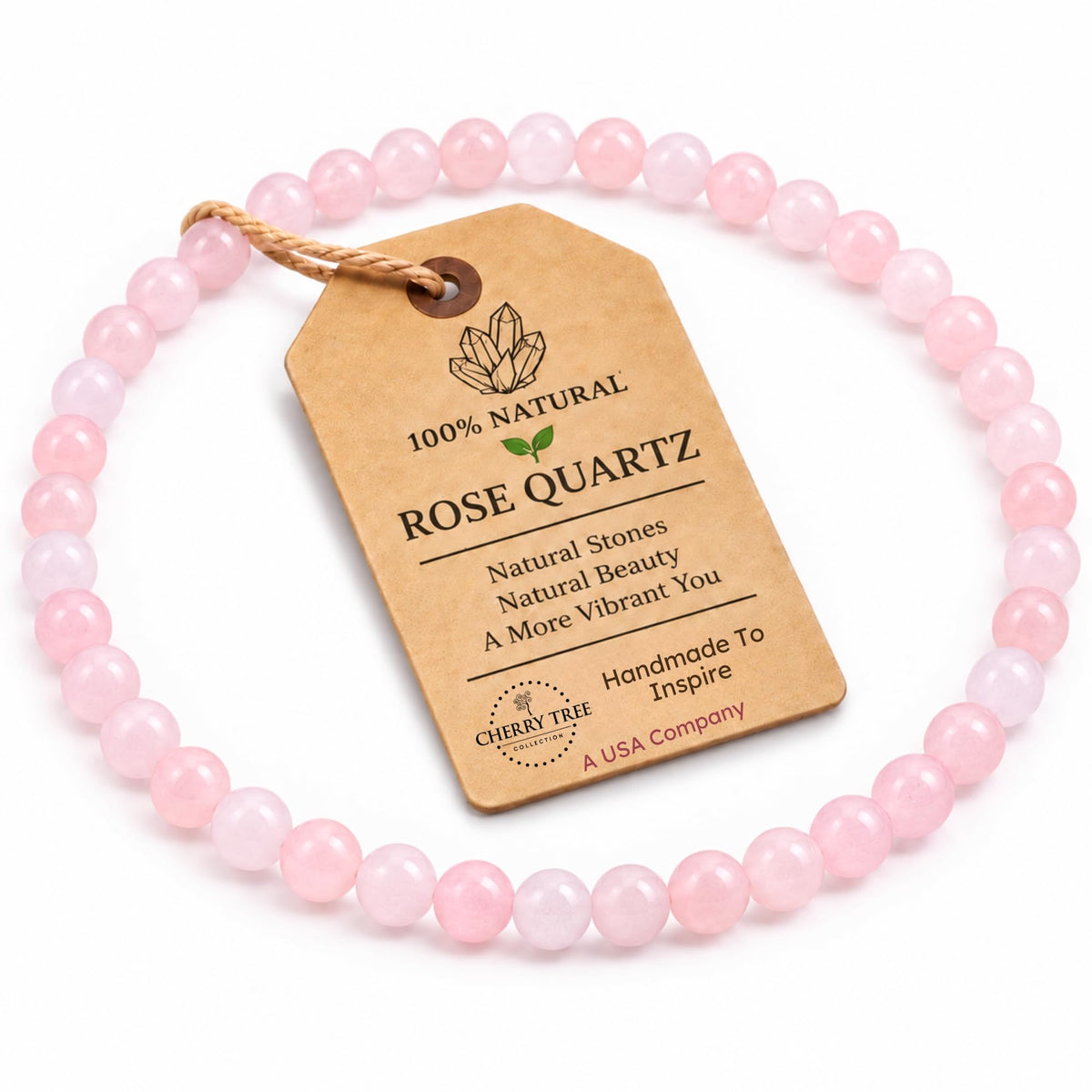 Rose Quartz Bracelet 4mm Beaded Bracelet (Rose Quartz / Medium)