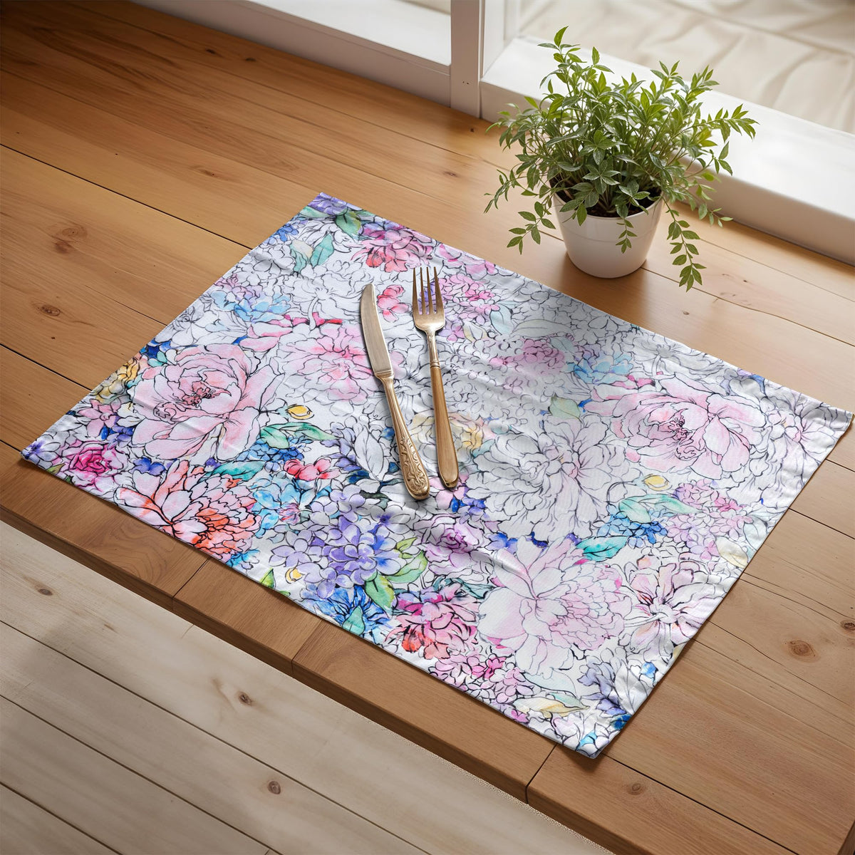 Placemats Set of 4 Reusable 100% Cotton (118 - Floral Love / 13" X 19" (Pack of 4))