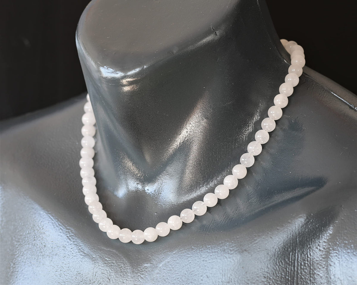 Natural Selenite Beaded Choker Necklace (Selenite / 38 Inches)