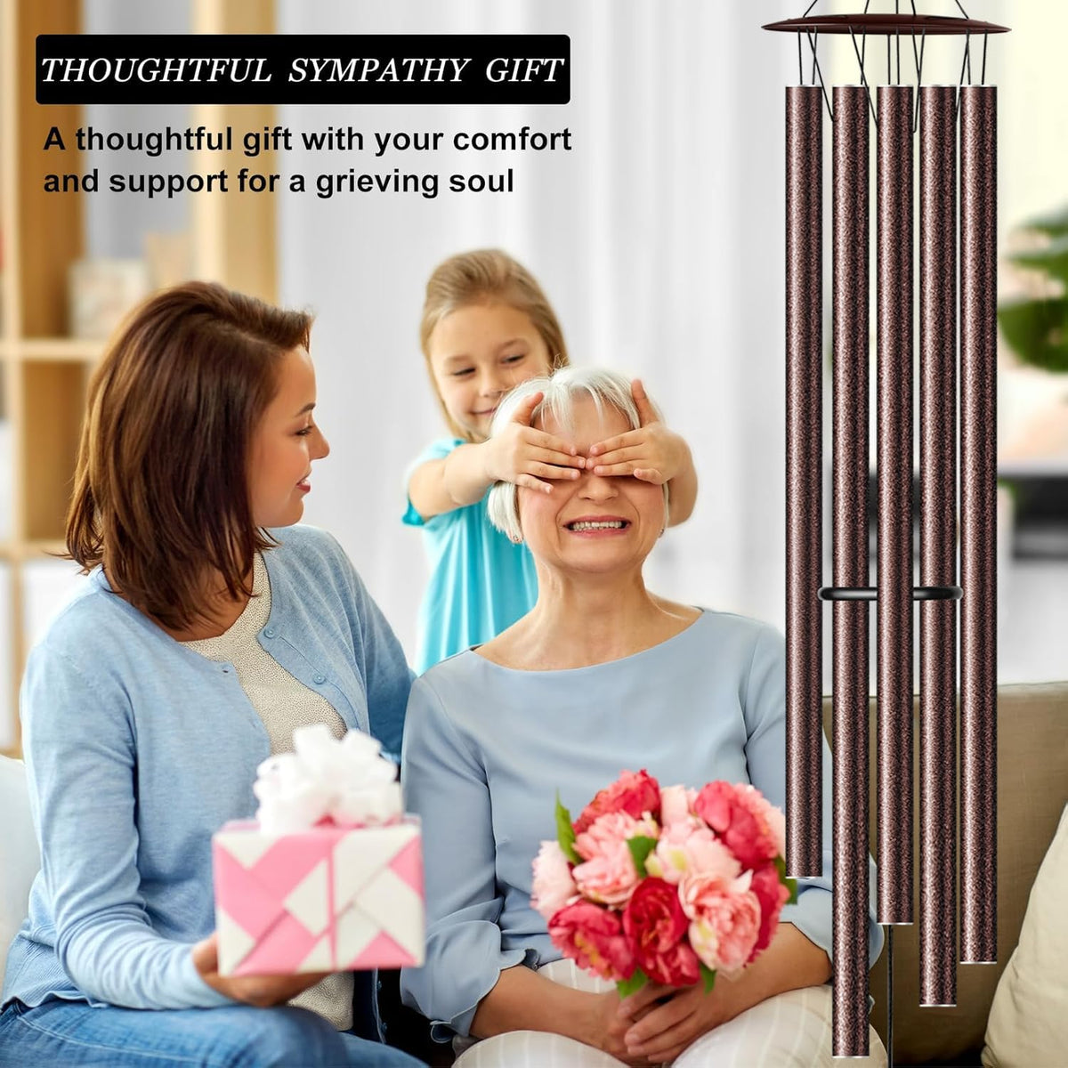 68” Large Wind Chimes for Outside Deep Tone (Bronze-68 Inch-5 Tubes)