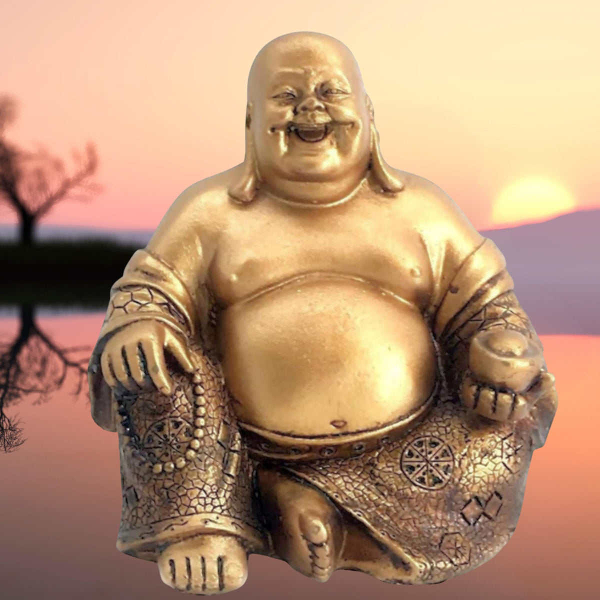Laughing Buddha Statue Zen Decor 21770 (Gloden)