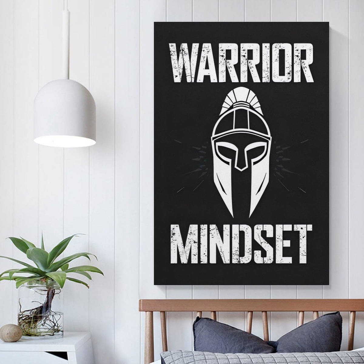 Warrior Mindset Spartan Helmet Canvas Printing Wall Art Prints Wall Decor Posters Black White Minimalist Gym Fitness Motivation Living Room Bedroom Office Training Decor 16x24inch (style-4 / 16x24inch(40x60cm) Unframe)