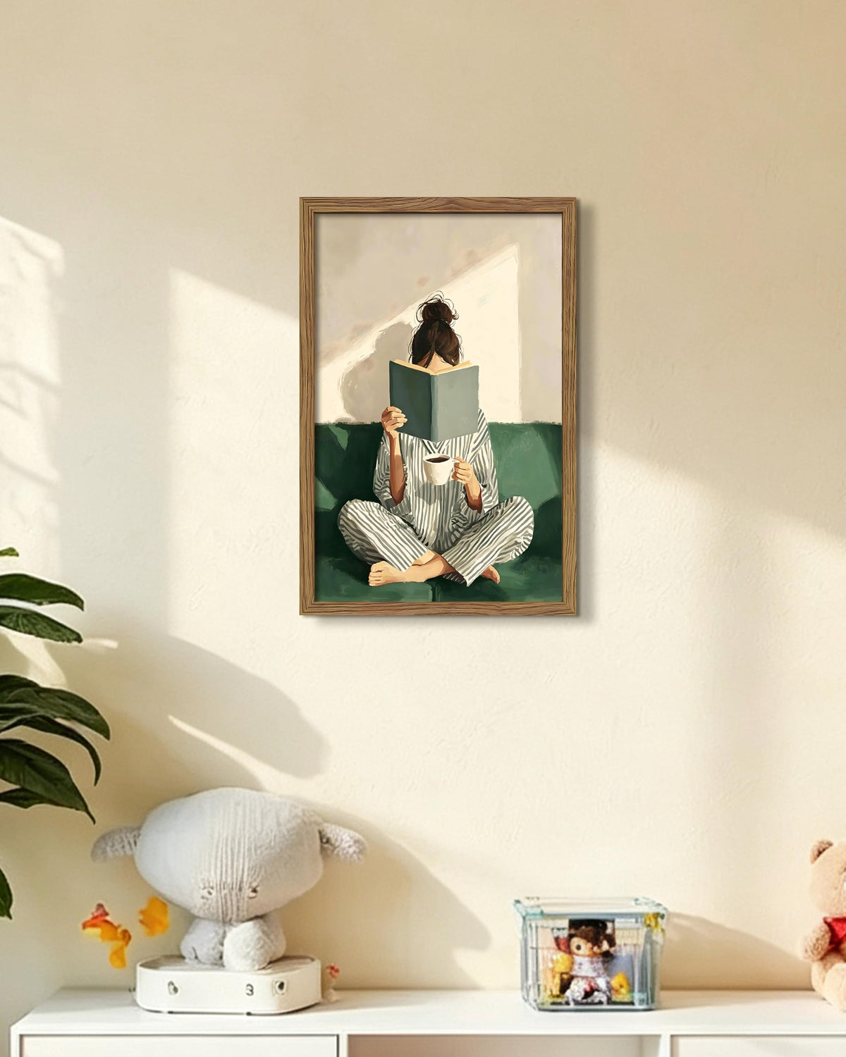 Reading Woman Canvas Wall Art (A-Girl Reading a Book / 24"L x 16"W)