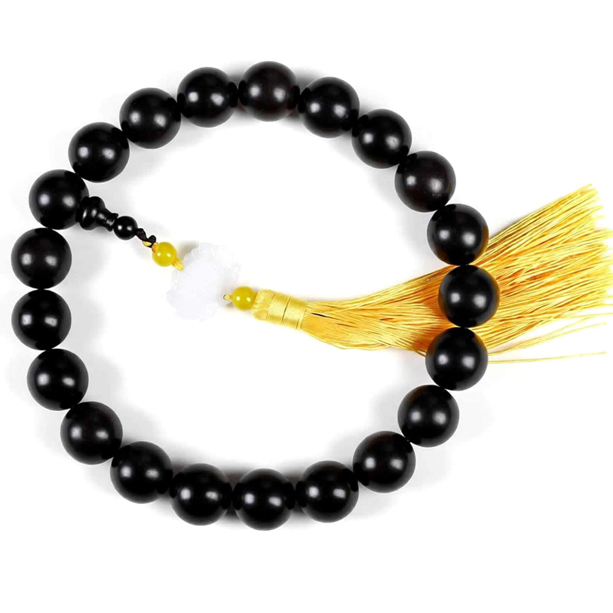 Unisex Natural Ebony Buddhist Prayer Bead Necklace Bracelet Tibetan Prayer Mala Beaded Black (20mm 21beads Boutique)