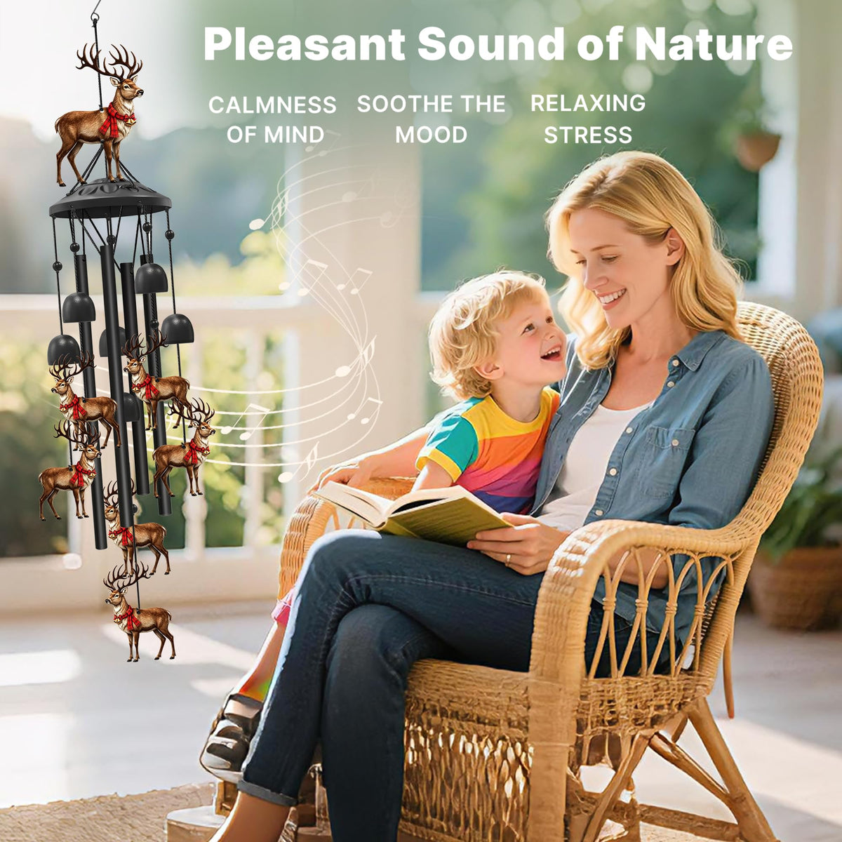 Christmas Deer Wind Chimes for Outside