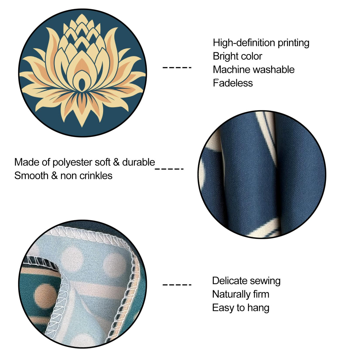 Blue Boho Lotus Mandala Tapestry Wall Hanging for Bedroom 60 x 44 Inch (Blue / 60"L x 44"W)
