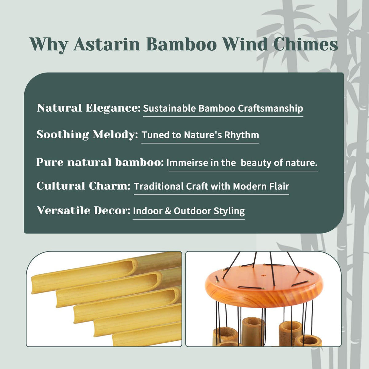 Bamboo Wind Chimes Outdoor (36")