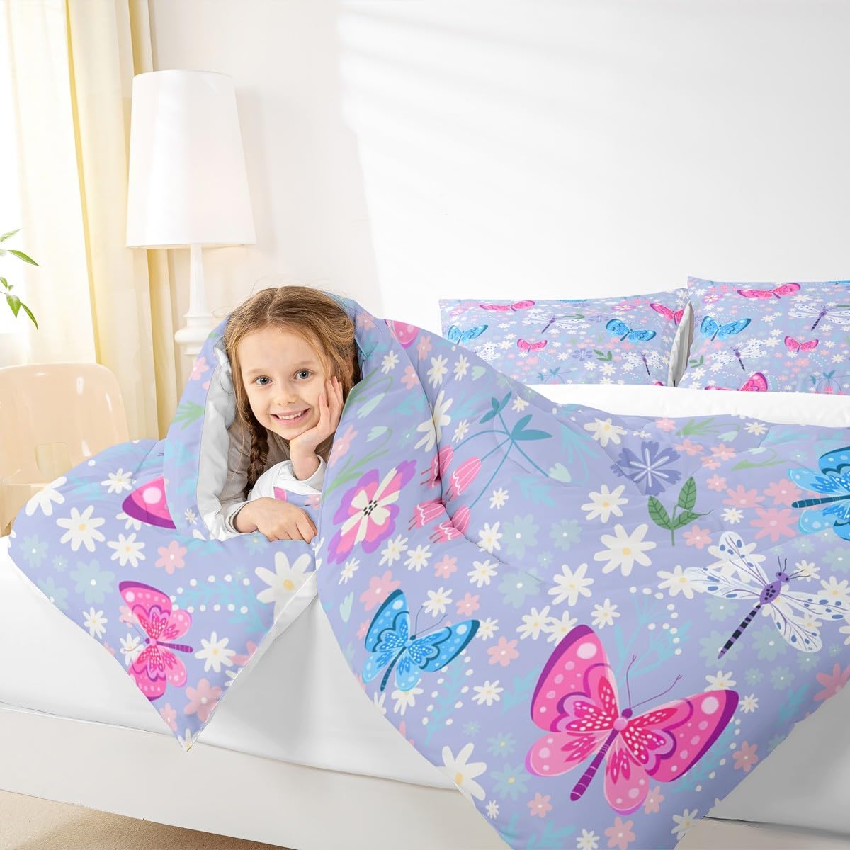 Butterfly Comforter Set Twin Size for Kids Boys Girls (Multi 812 / Twin)
