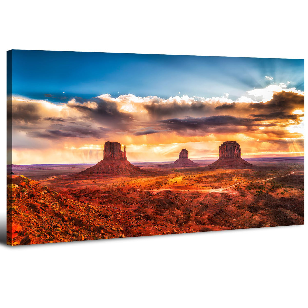 Monument Valley Wall Art Arizona Nature Landscape Living Room Wall Decor American National Park Posters Sunset Desert Scenery Canvas Prints Painting Artwork for Bedroom Office Home Decoration 24x48" (48"L x 24"W / Monument Valley)