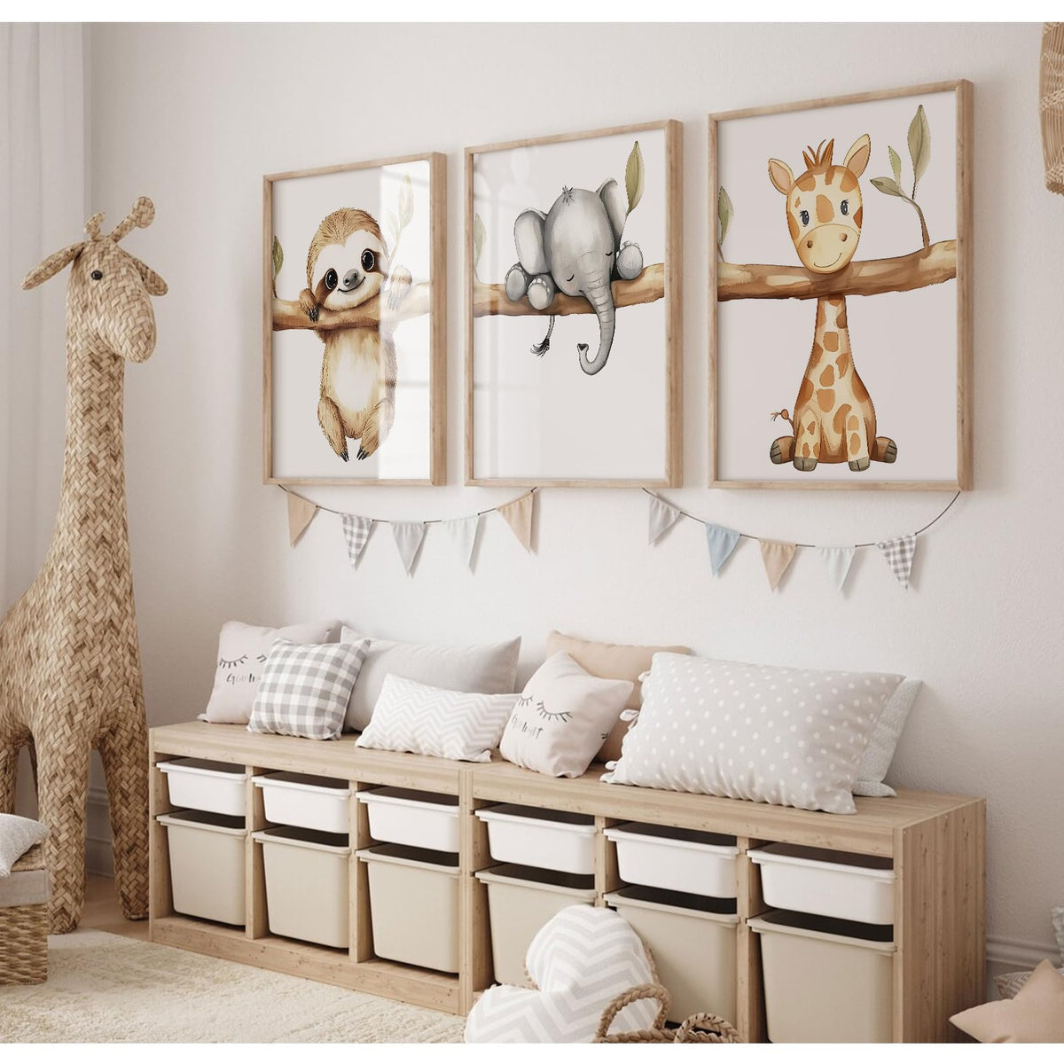Nursery Animal Wall Art Decor Baby Boy Room Pictures Jungle Safari Nursery Canvas Wall Decor Woodland Animal Poster Jungle Elephant Prints Artwork for Boy Kids Girl Bedroom 8x10x3 Inch Unframed (8x10 Inch Unframed / Animal Hang Tree Prints)