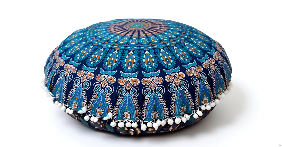 ICC Large Hippie Elephant Mandala Floor Pillow Cover (Green Peacock)