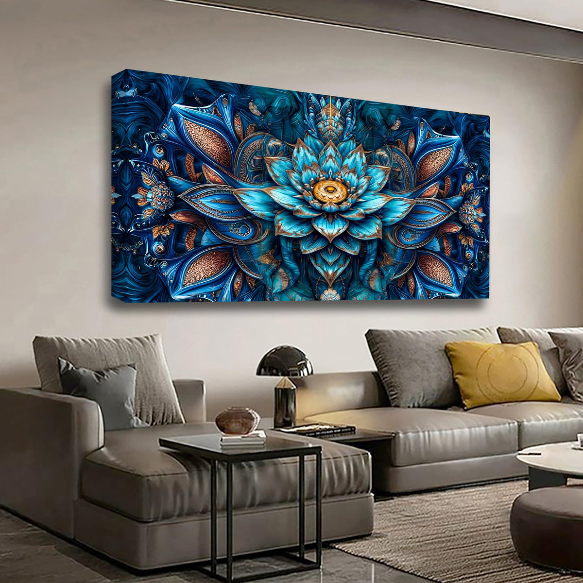 Blue Abstract Wall Art Bedroom Wall Decor Living Room (40"L x 20"W / Country House)