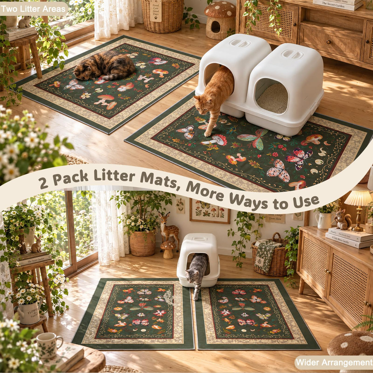 Cat Litter Mat (Brown Mushroom / L(33x22in))