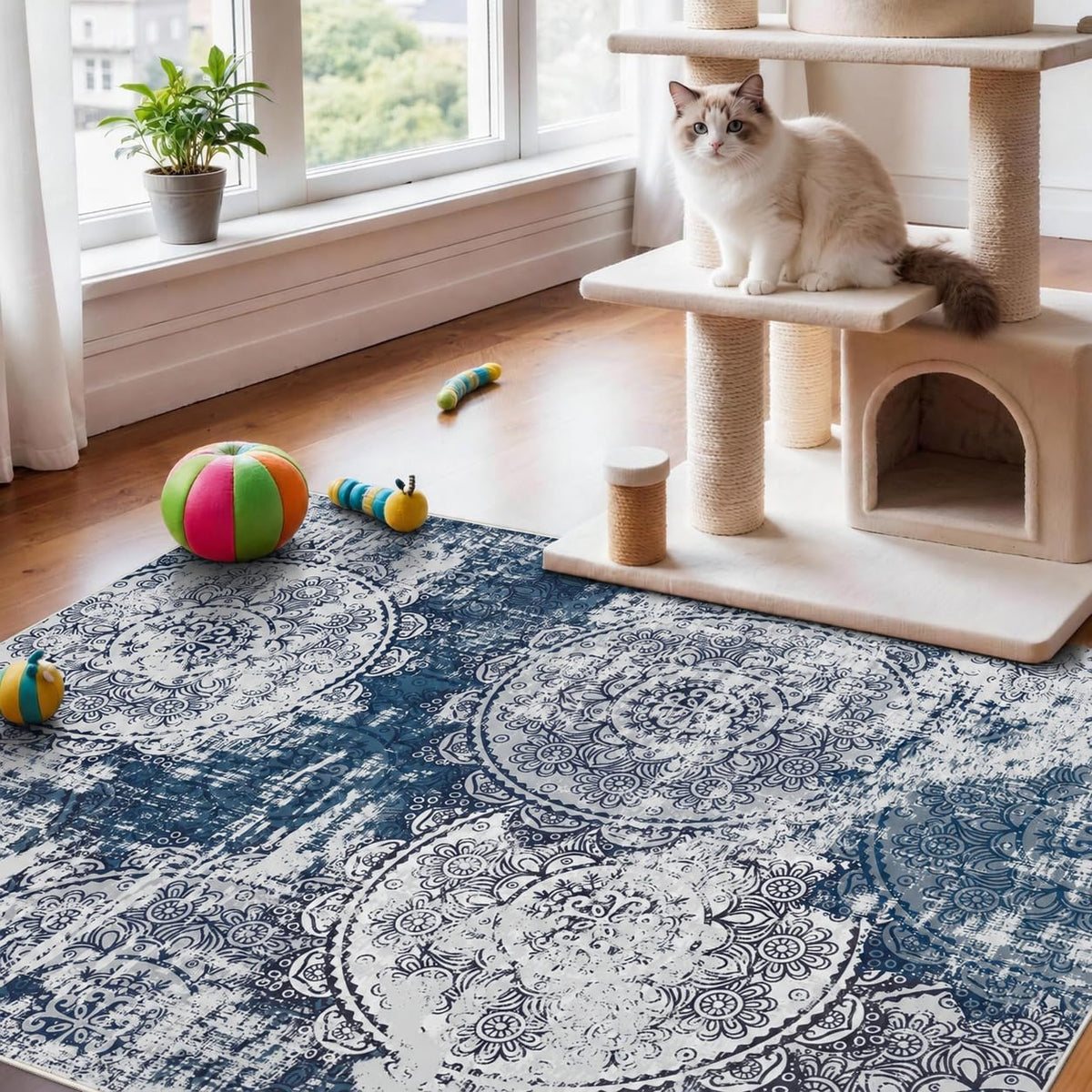 Small Area Rugs 3x4 Washable (Blue / 3' x 4' (Rectangular))