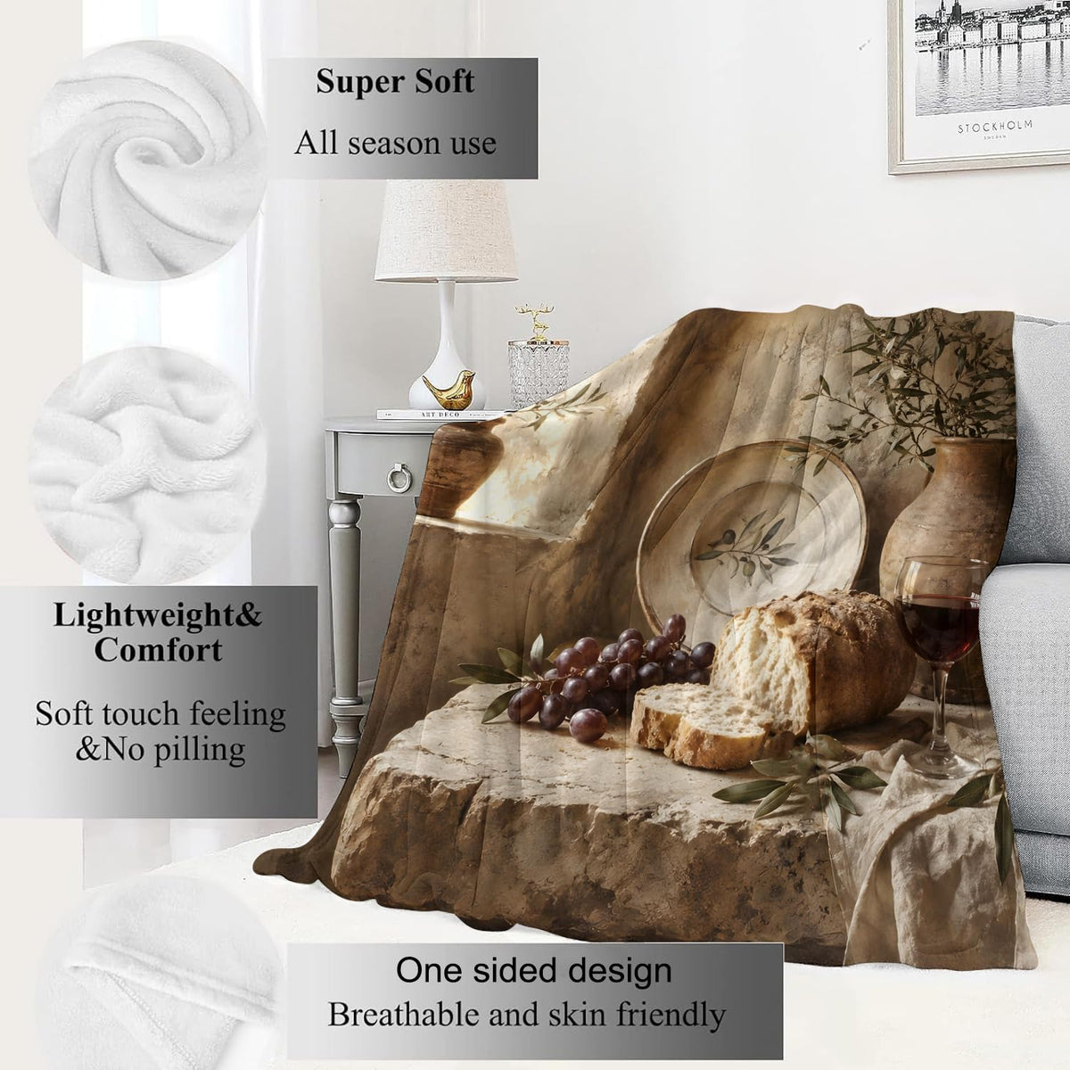 Tuscan Still Life Flannel Blanket (Tuscan Still Life / 40x50 inch)