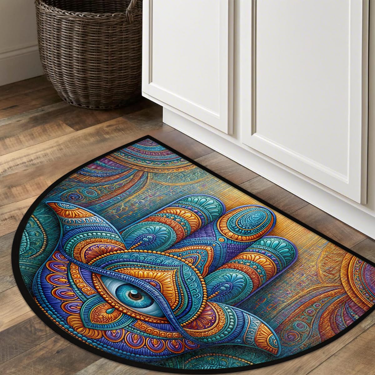 Mandala Half Round Door Mat Semi Moon Rug Fireplace Carpet Area Rugs (Color:47)