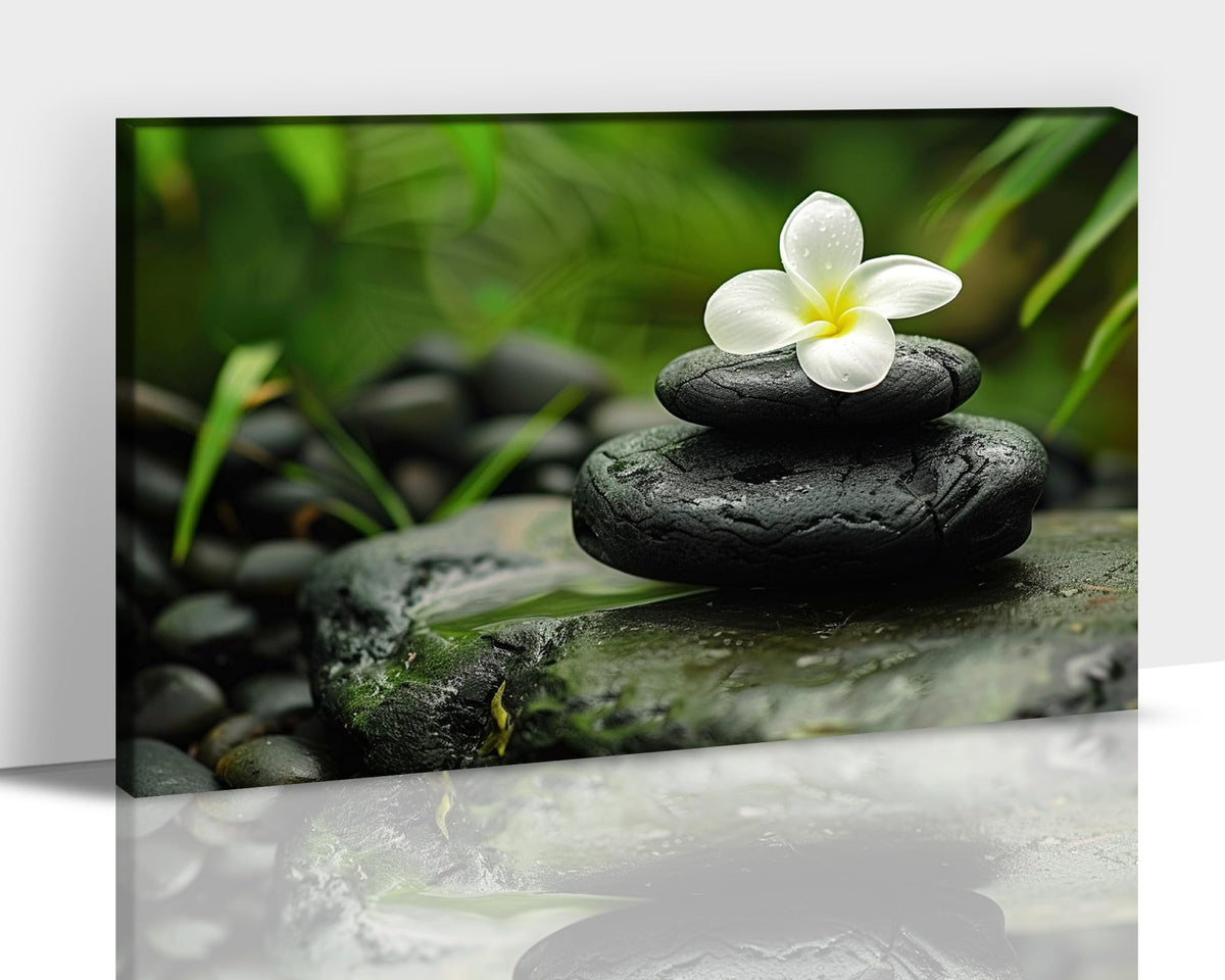 Zen Wall Art Zen Black Stone Canvas Prints for Meditation Office Decor (Zen Stones Canvas Frame-16 / 18"L x 12"W)