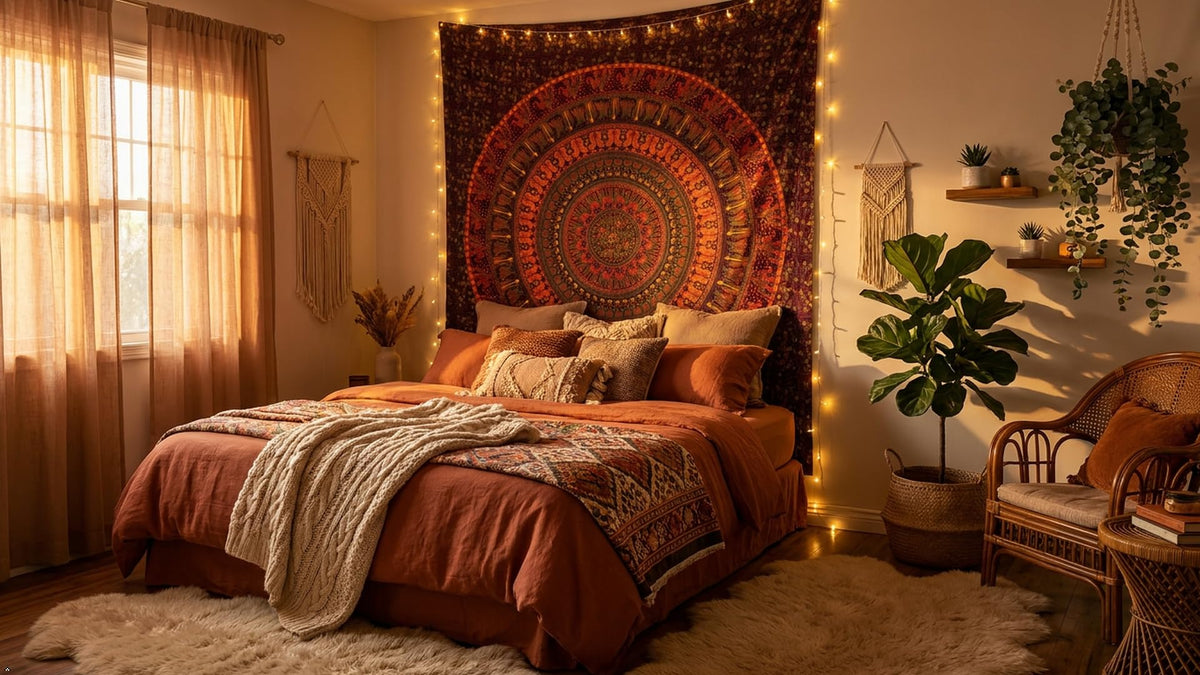 Mandala Wall Tapestry (88"L x 81"W / Mehrun Yellow)