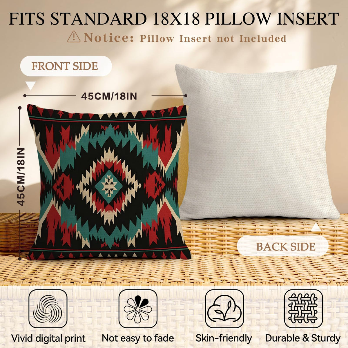 Bohemian Geometric Aztec Pillow Covers Set of 4 (Bohemian Geometry24 / 18" x 18" (Pack of 4))