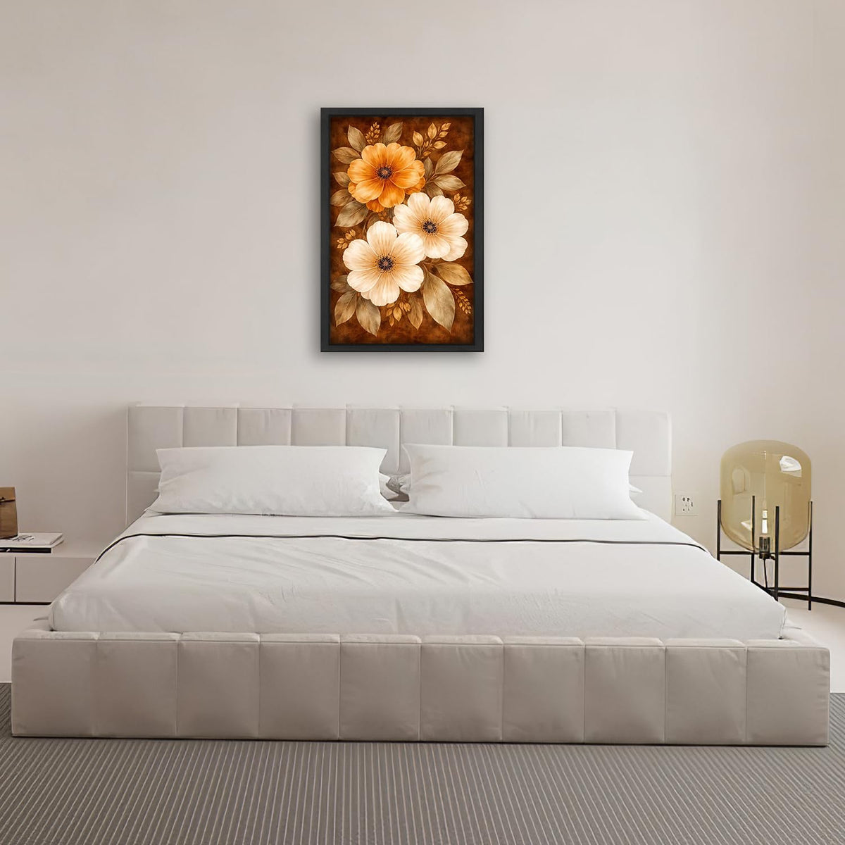 Boho Floral Wall Art Mid Century Modern Flower Canvas Wall Decor Bohemian Pictures Paintings Prints Artwork Framed Decorations For Bathroom Bedroom Living Room Office Gifts 16" x 24" (Flower / 24"L x 16"W)
