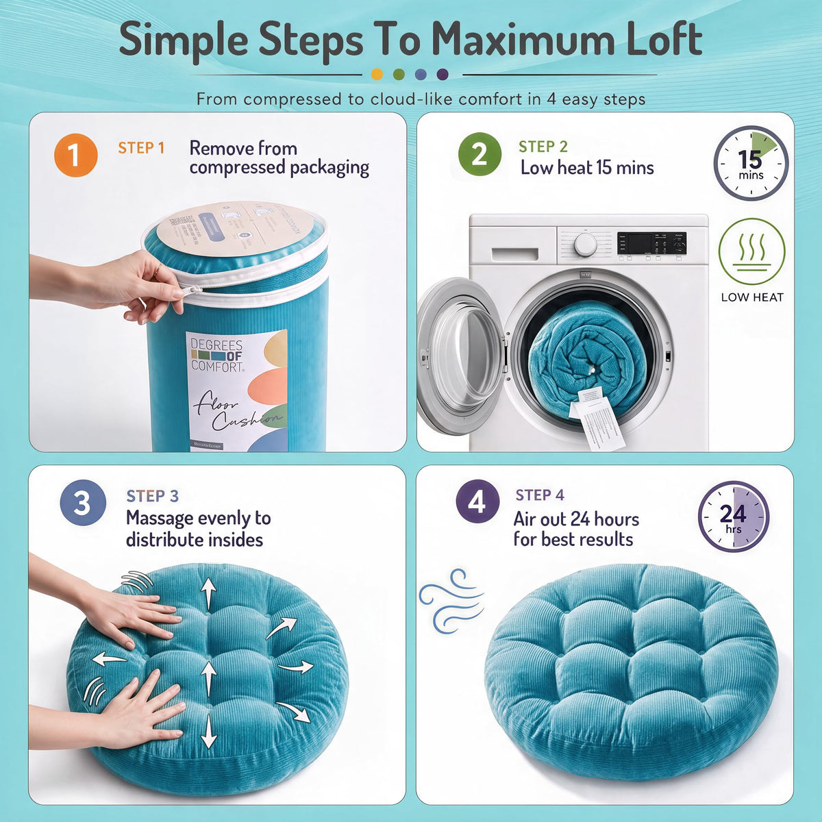 Round Meditation Cushion (1 Pack / Round | Turquoise | 1 Pack)