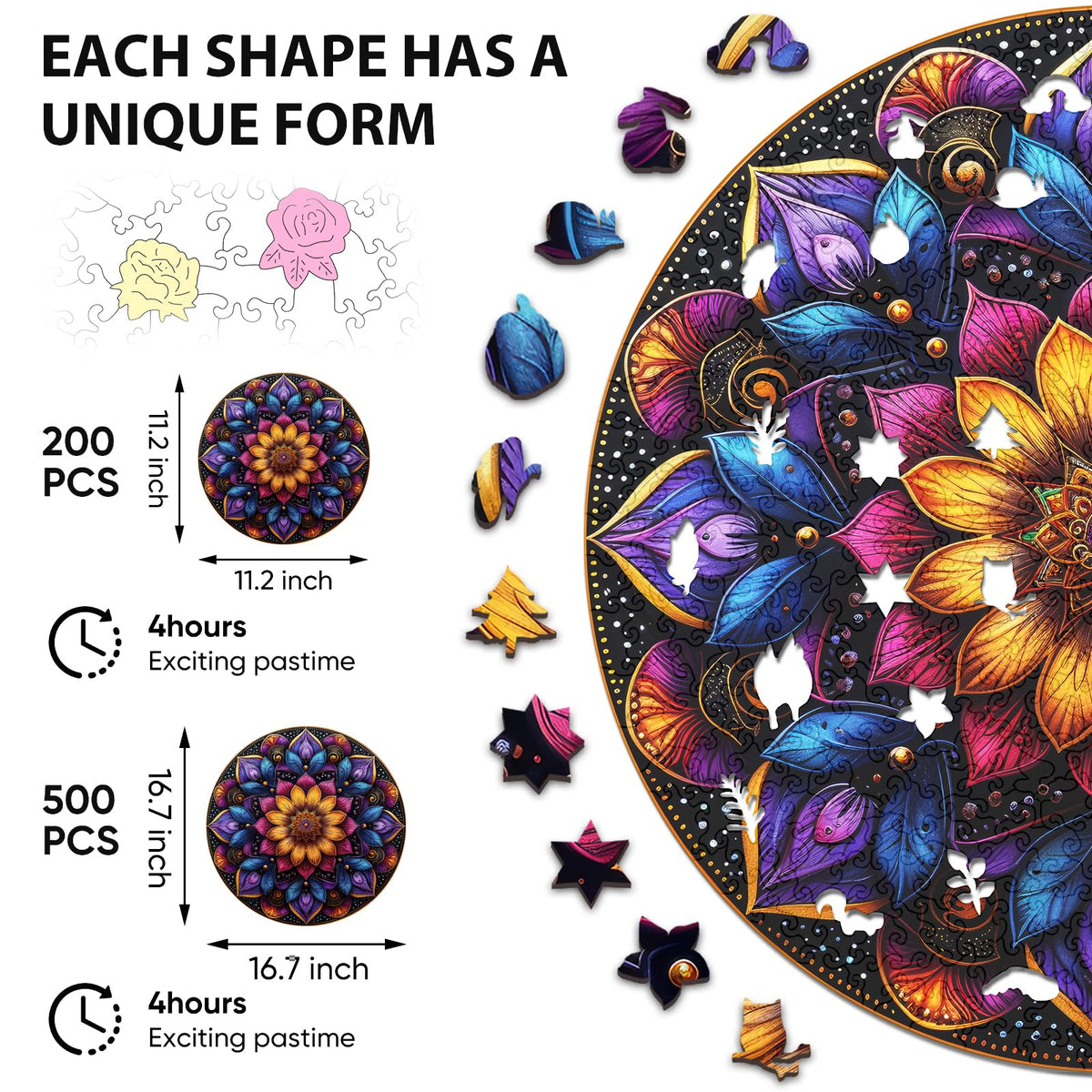Wooden Puzzles for Adult (500Pcs / Mandala Flower)