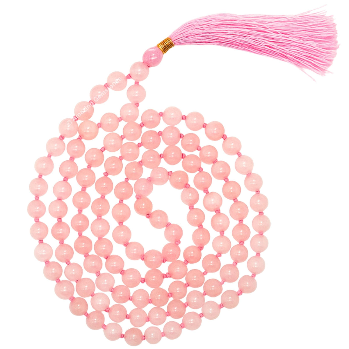 Rose Quartz Buddhist Prayer Beads Japa Mala with 108 Meditation Beads (Hand Knotted / Rose Quartz)