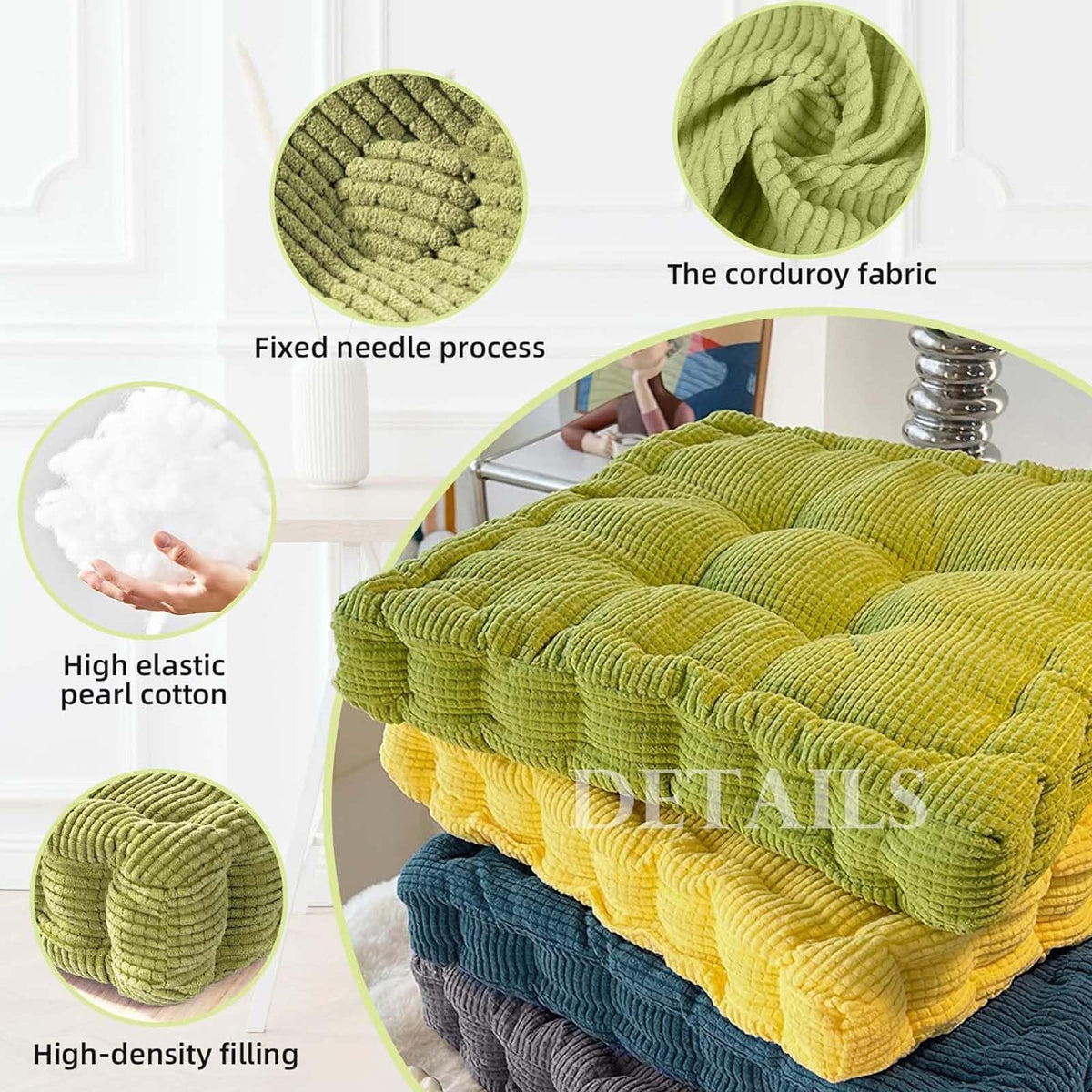 Floor Cushions for Adults 2 Pack (Orange / 18"Lx18"Wx3.2"H)
