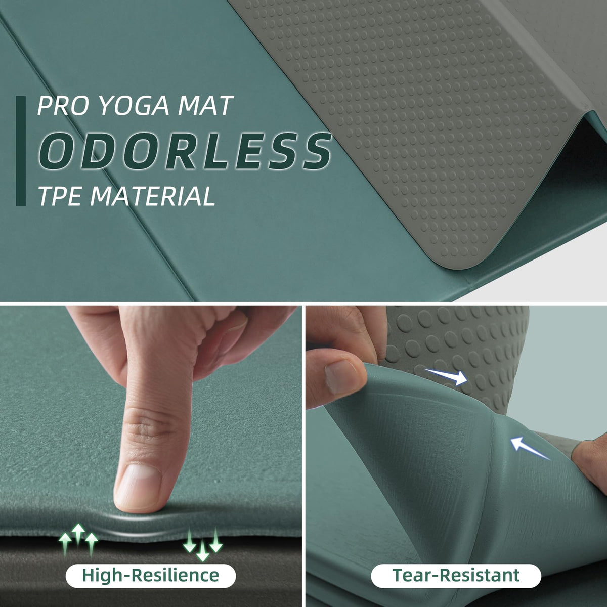 Foldable Yoga Mat 10mm (Dark Green+Dark Gray)