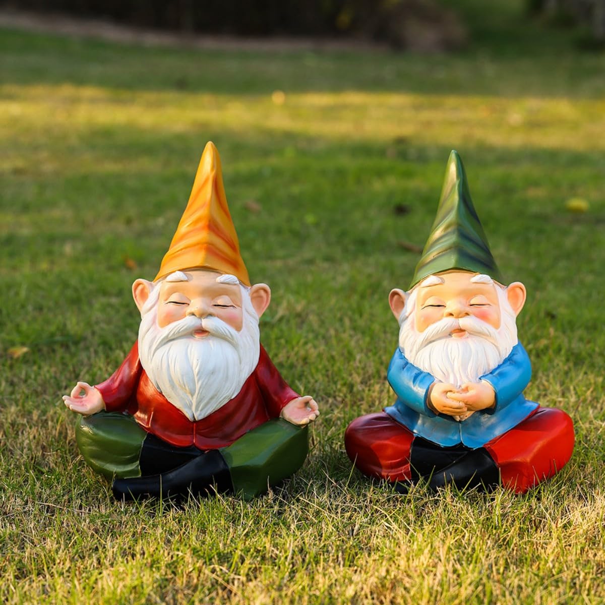 Meditation Gnome Garden Statue (Green Hat)