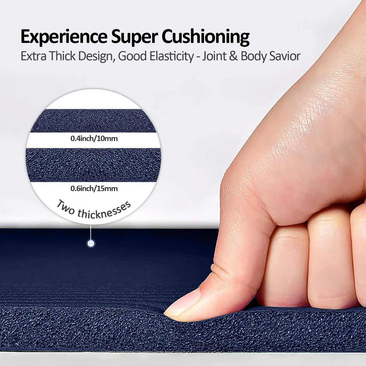 Thick Yoga Mat Non Slip (Navy Blue / 72 x 24 x 0.4 inches)