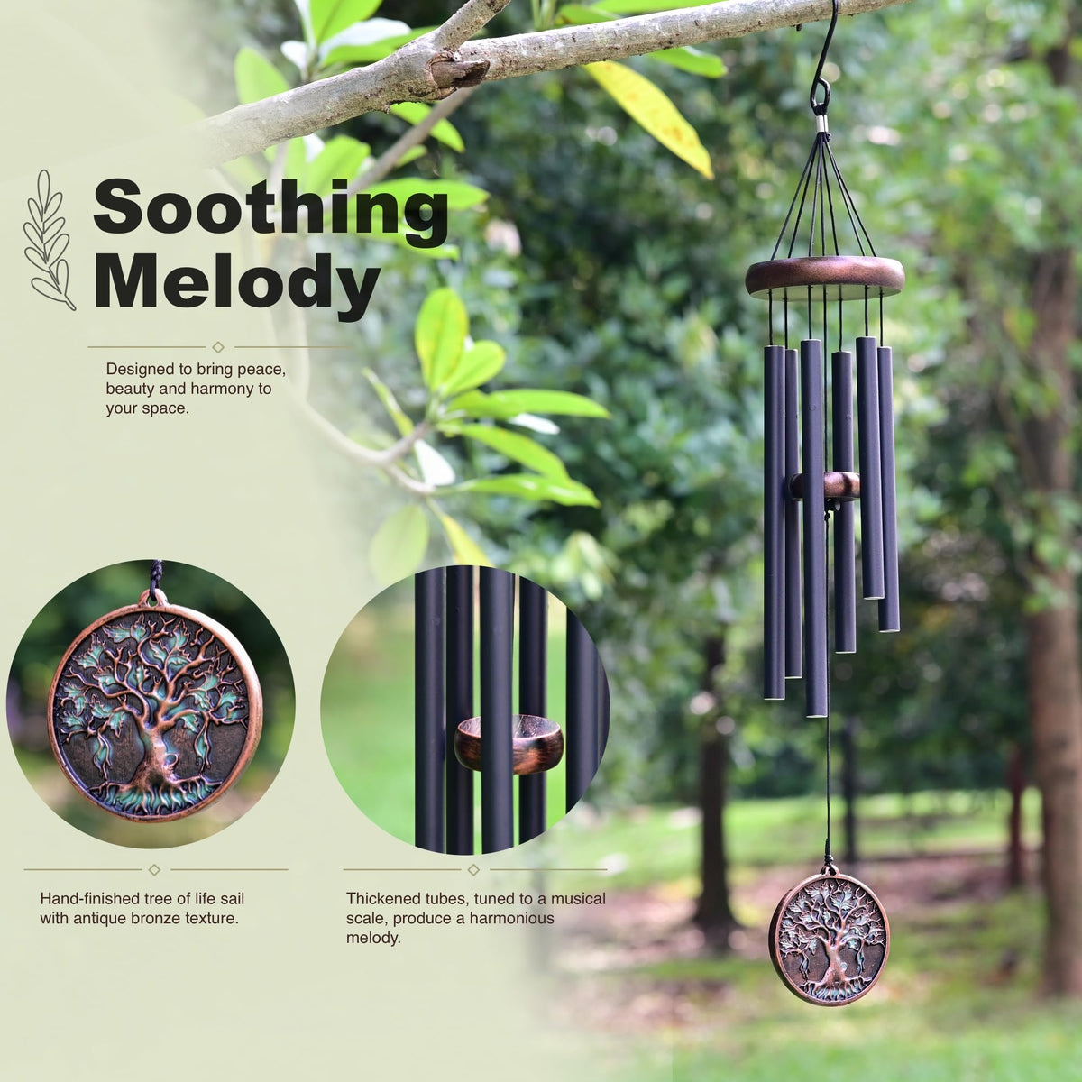 Gift Wind Chimes for Outside (30" Tree of Life)