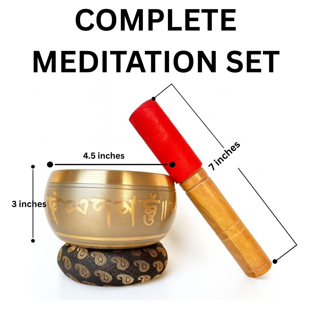 Tibetan Singing Bowl Set (4" Engraved)