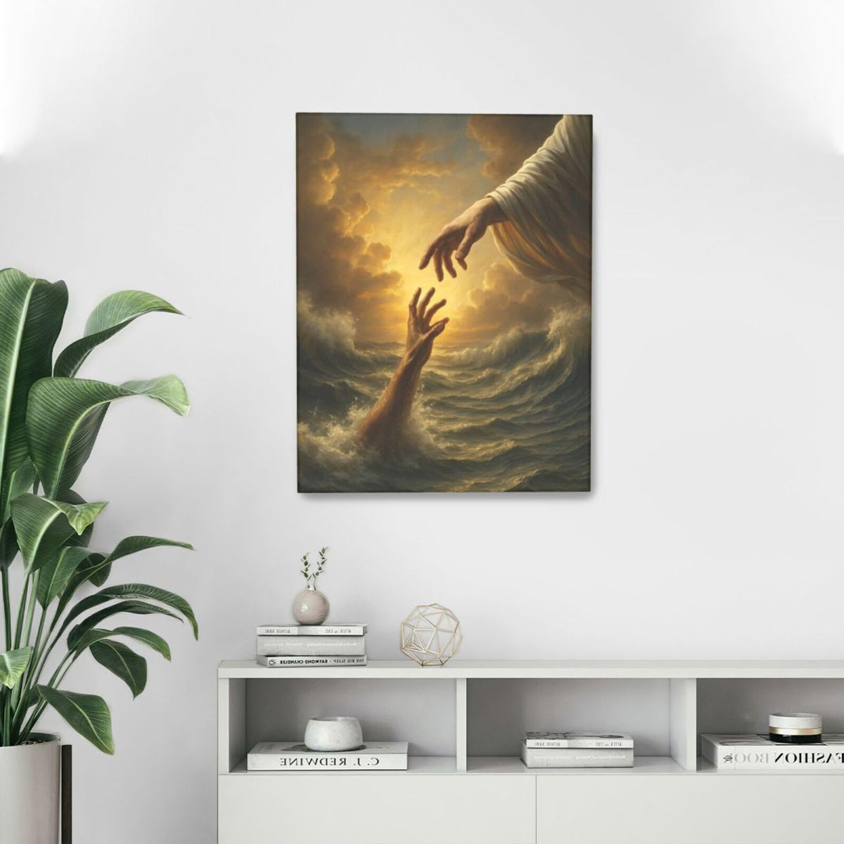 Jesus Wall Art Christian The Hand of God Wall Decor Religious Bible Canvas Paintings Pictures Christ Prints Artwork Framed Decorations For Church Prayer Room Bedroom Living Room Gifts 16" x 20" (Jesus / 20"L x 16"W)