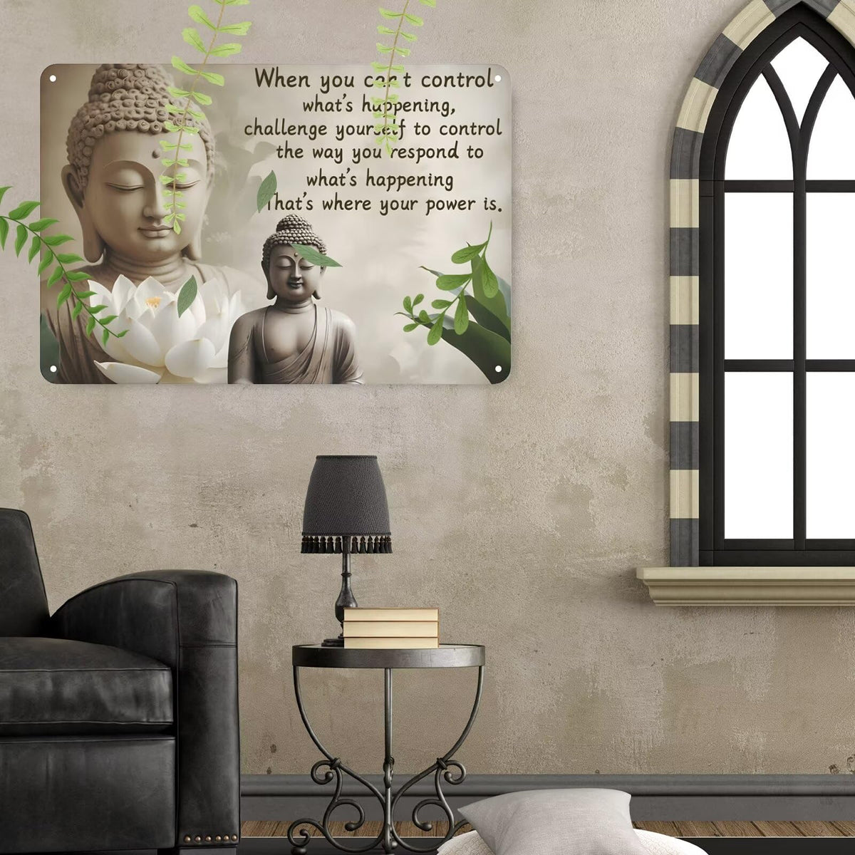 Buddhist Prayer Metal Sign Wall Decor Buddhist Prayer Sign Retro Religious Metal Sign (Buddhist Prayer / 8x12 Inch)