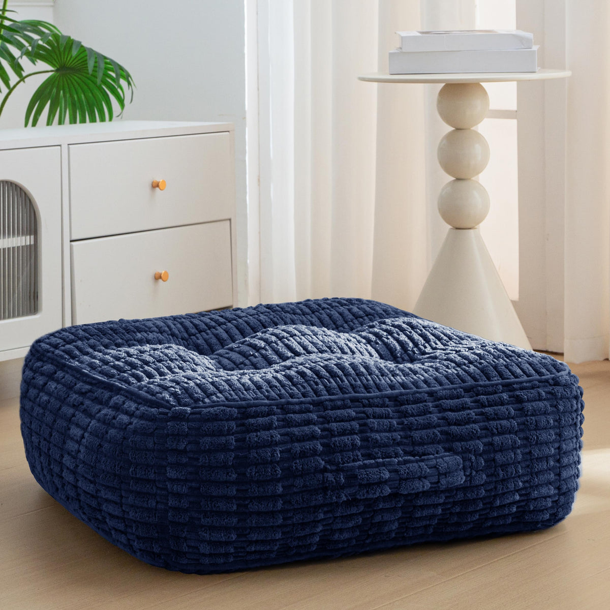 8" Floor Pillow Cushion for Adults (Square Navy / 8" Thick(Pack of 1))
